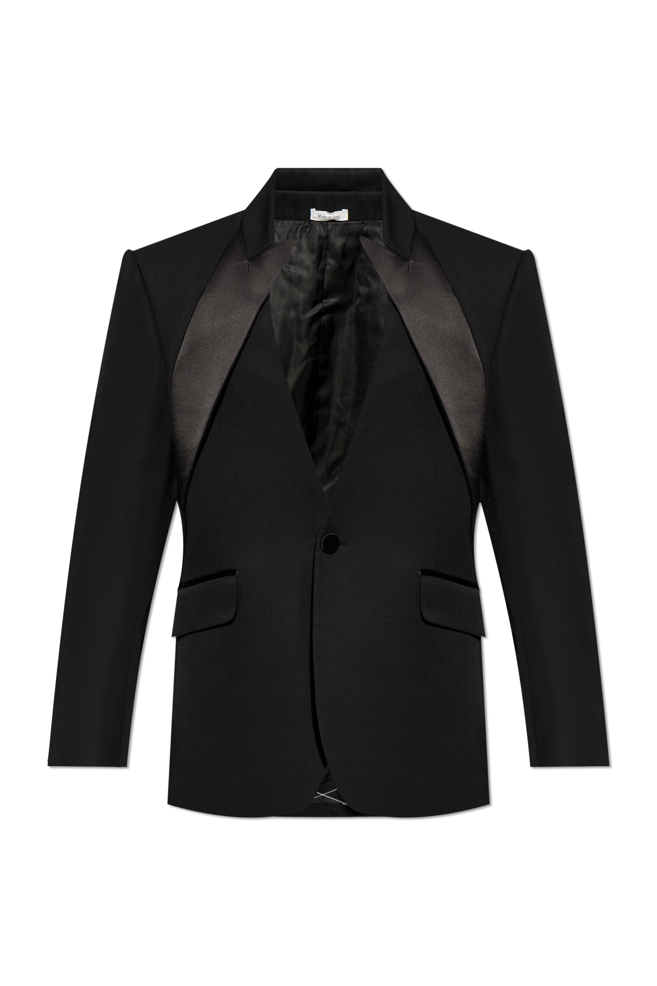 Black Blazer with satin inserts Alexander McQueen - SchaferandweinerShops  Japan - Five Pockets Alexander Mcqueen Man